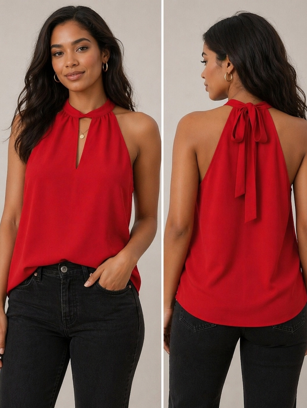 Tyche Red Halter Blouse
